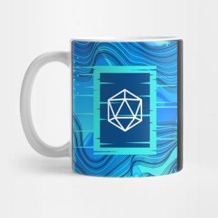 Aqua Glitch Polyhedral D20 Dice Tabletop RPG Mug